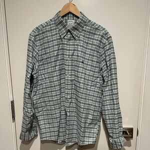 Men's Green Plaid Button-Down Shirt